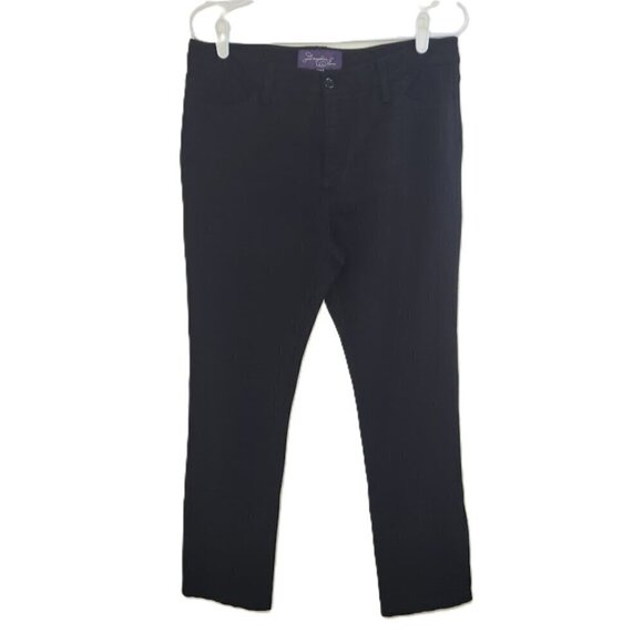 NYDJ Classic Straight Leg Knit Trouser Pant Black Women's Size 12P - Picture 1 of 12